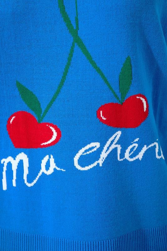 LIMITED COLLECTION Plus Size Blue Cherry Knitted Vest Top | Yours Clothing 4