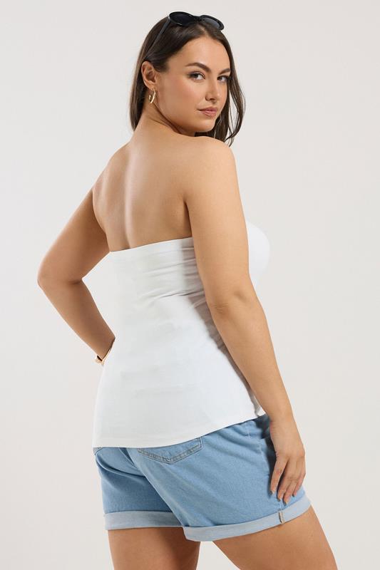YOURS Plus Size White Bandeau Top | Yours Clothing 2