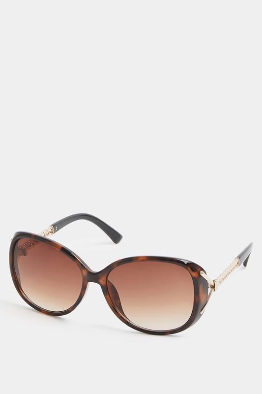 Brown Chain Oval Sunglasses | Yours Clothing 2