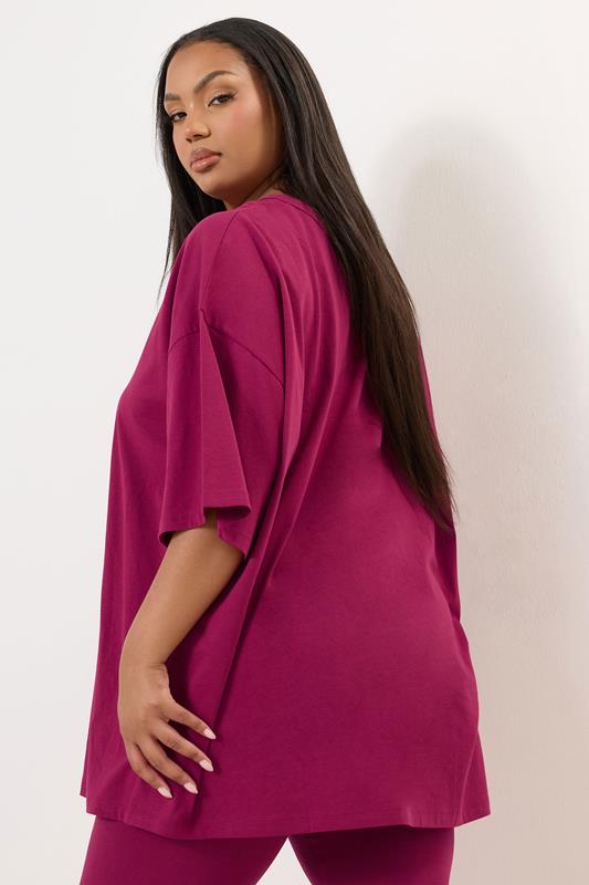 YOURS Plus Size Berry Red Oversized T-Shirt | Yours Clothing 2