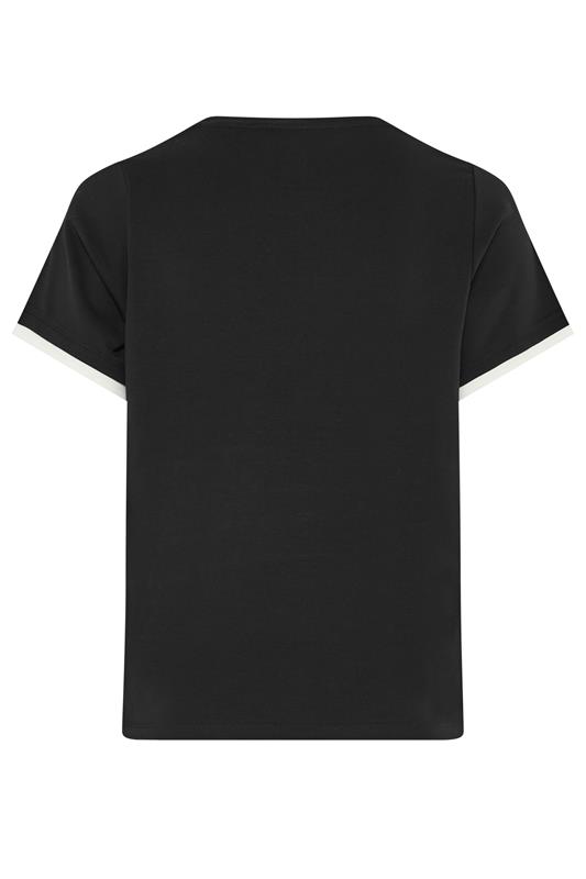 YOURS Plus Size Black Contrast Trim Ringer T-Shirt | Yours Clothing 6