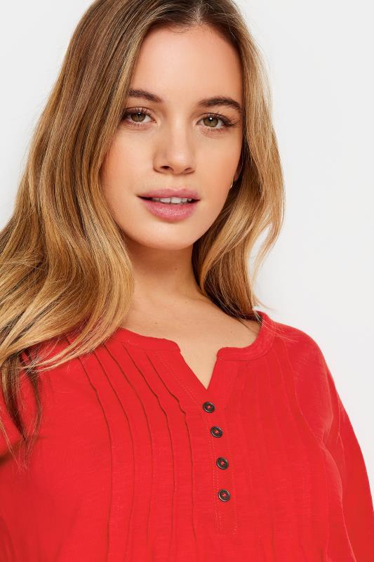 M&Co Petite Bright Red Cotton Henley Top | M&Co 4