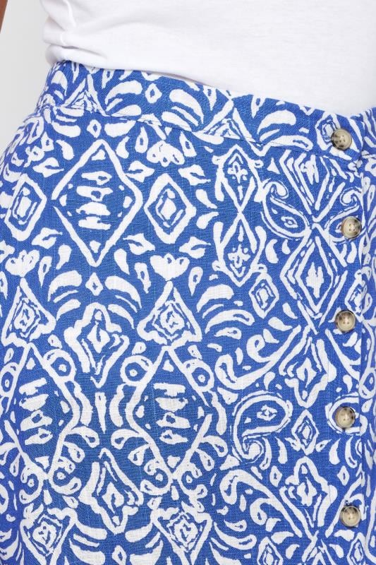 M&Co Blue & White Linen Tile Print Midi Skirt | M&Co 4