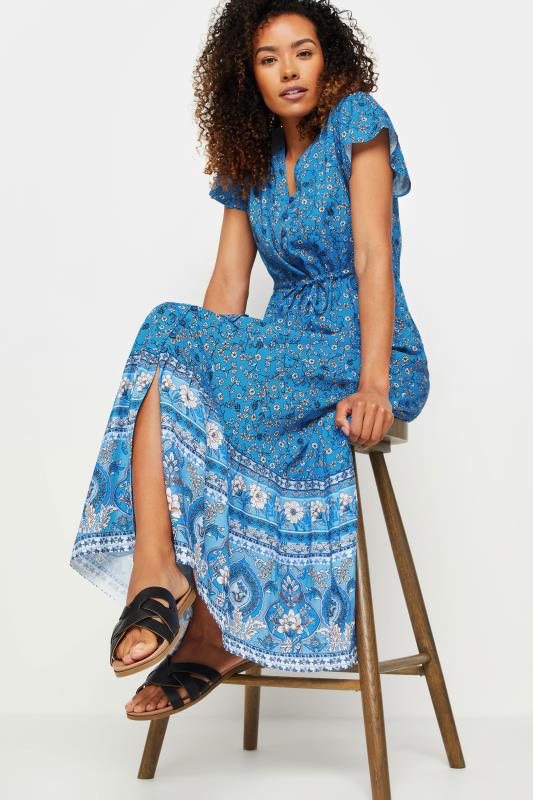 M&Co Blue Floral Print Tiered Maxi Dress | M&Co 2