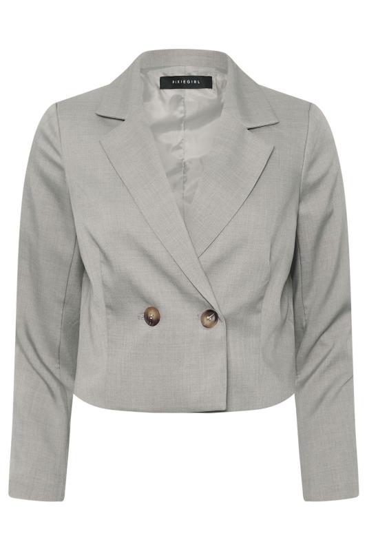 PixieGirl Petite Women's Light Grey Tailored Cropped Blazer | PixieGirl 8
