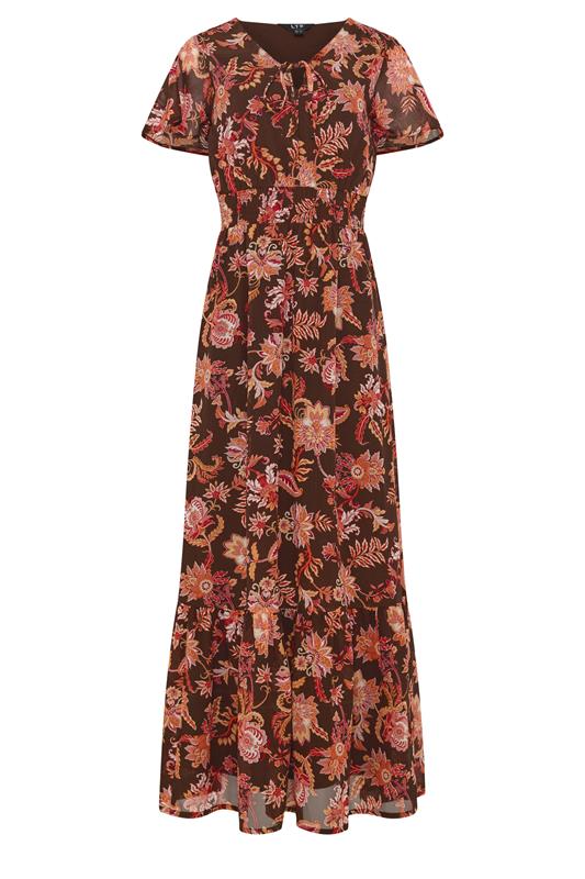 LTS Tall Women's Brown Floral Shirred Waist Maxi Dress | Long Tall Sally 5