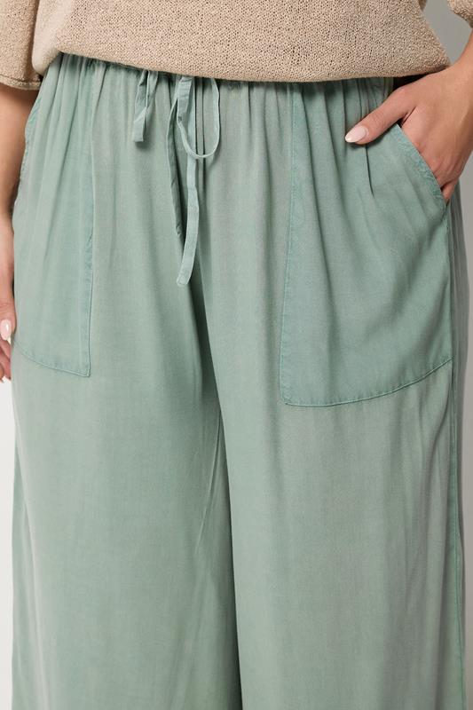 YOURS Plus Size Sage Green Chambray Culottes | Yours Clothing 4