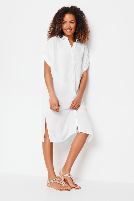 M&Co White Short Sleeve Crinkle Shirt Dress | M&Co 2