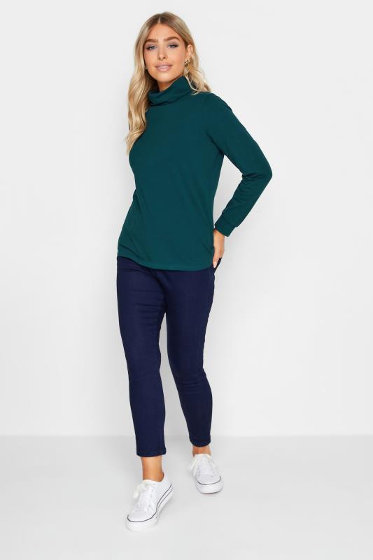 M&Co Green Turtle Neck Long Sleeve Cotton Blend Top | M&Co 2