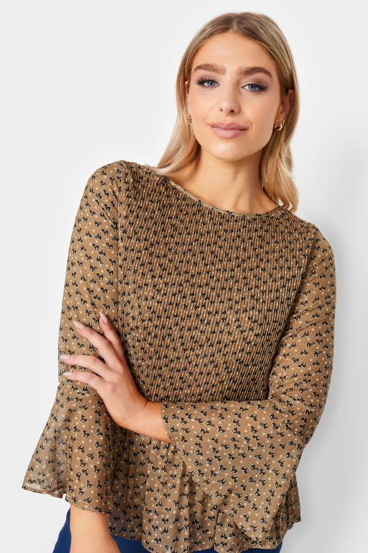 M&Co Brown Cat Print Pleated Blouse | M&Co 4