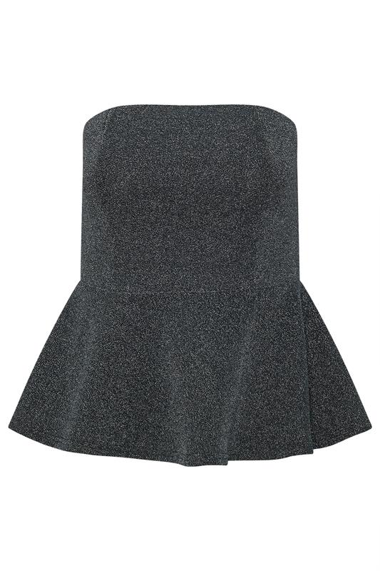 PixieGirl Petite Women's Black Sparkle Peplum Bandeau Top | PixieGirl 6