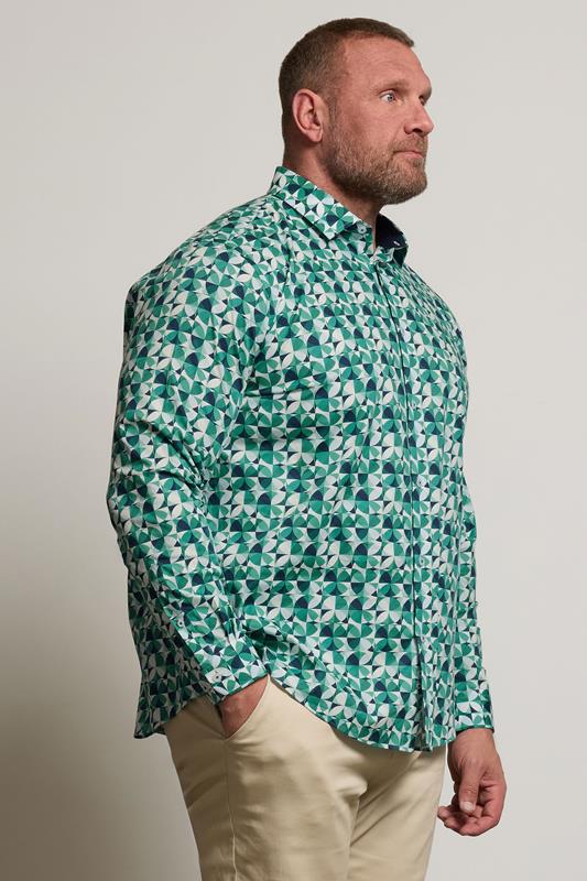 BadRhino Tailoring Big & Tall Green Premium Geometric Long Sleeve Shirt | BadRhino 6