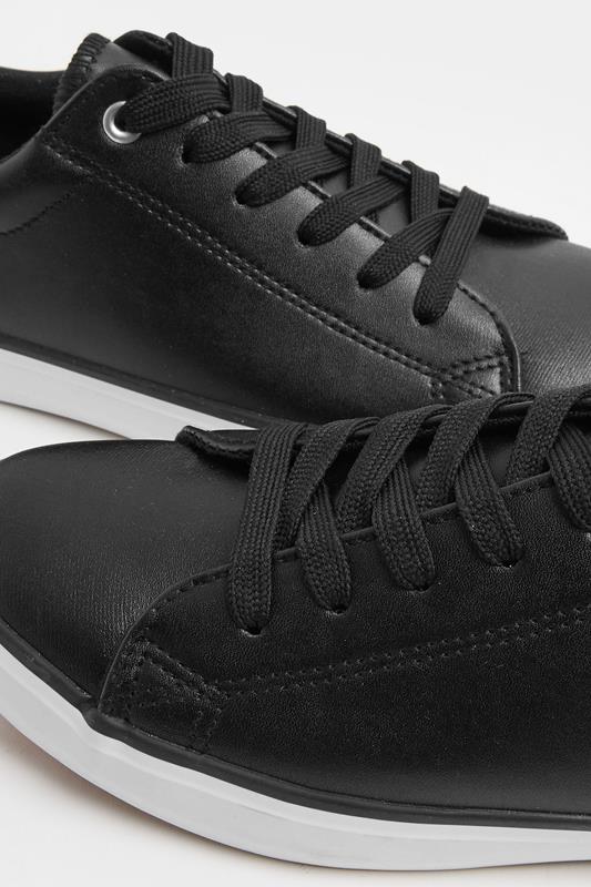 Black Faux Leather Lace Up Trainers In Extra Wide EEE Fit | Yours Clothing 5