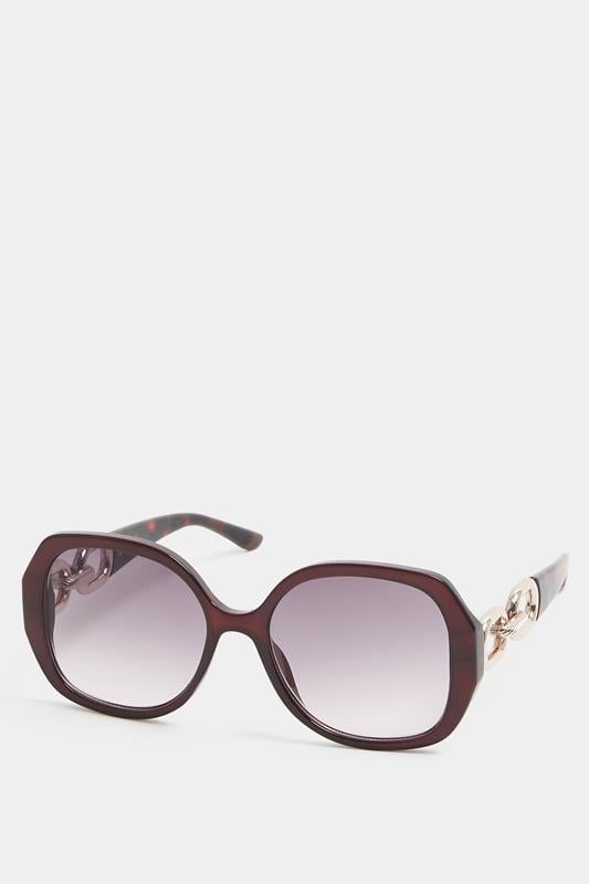  Yours Brown Chain Oversized Sunglasses