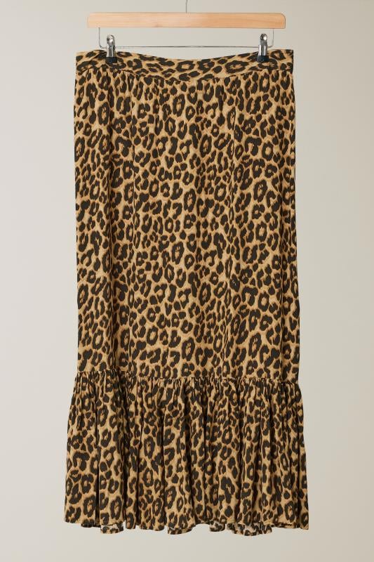 EVANS Plus Size Brown Leopard Print Maxi Skirt | Evans 5