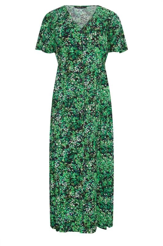 M&Co Green Floral Print Button Through Midi Tea Dress | M&Co 5
