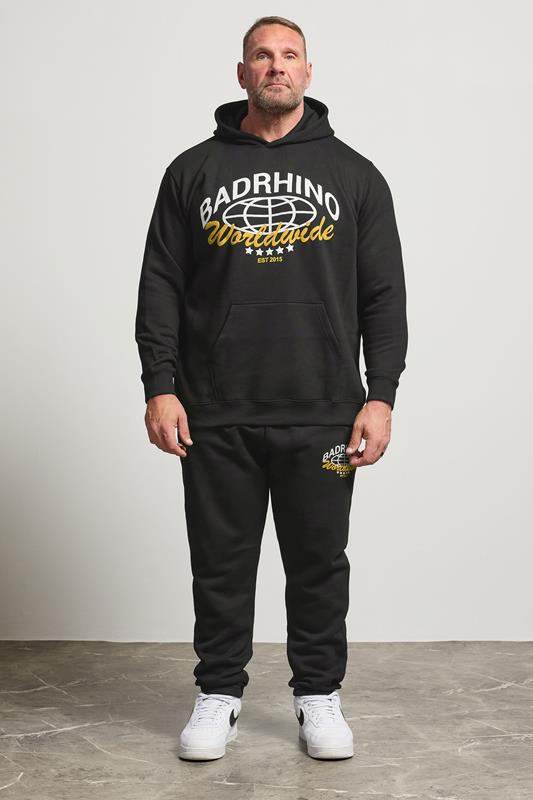 BadRhino Big & Tall Black Worldwide Print Joggers | BadRhino 1