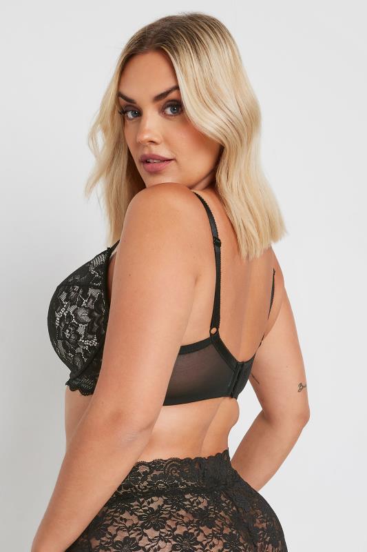 YOURS Plus Size Black Lace Padded Plunge Bra | Yours Clothing  2