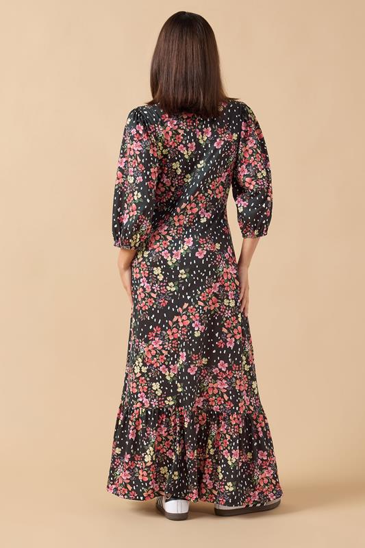 PixieGirl Petite Women's Black Spot & Floral Print Maxi Dress | PixieGirl 2