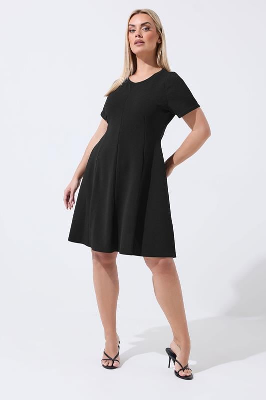 LIMITED COLLECTION Curve Black Skater Pleat Dress