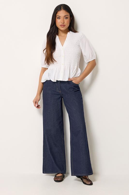  PixieGirl Petite Indigo Blue Elasticated Cotton Wide Leg Jeans