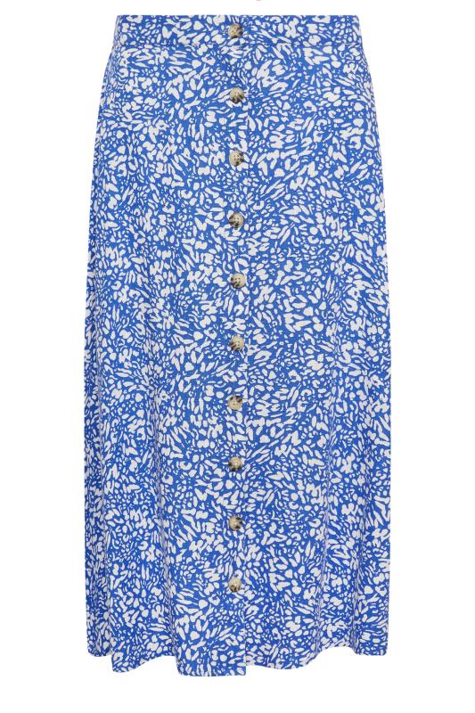 M&Co Petite Blue & White Linen Animal Print Button Midi Skirt | M&Co 6