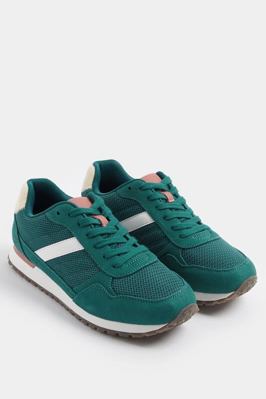  Yours Teal Green Colourblock Trainers In Extra Wide EEE Fit