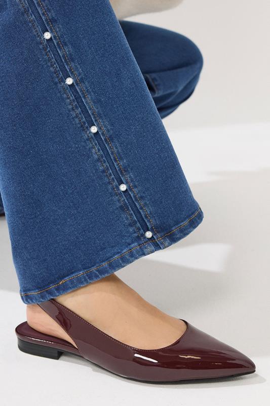 LTS Tall Dark Blue Pearl Detail Cotton Wide Leg Jeans | Long Tall Sally 5