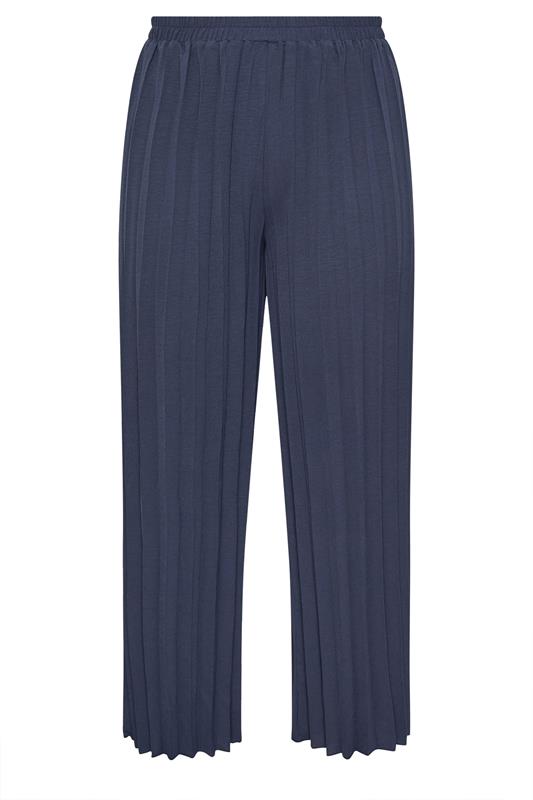 YOURS LONDON Plus Size Navy Blue Pleated Trousers | Yours Clothing 6