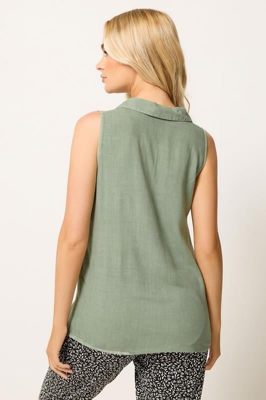 M&Co Sage Green Sleeveless Collared Shirt | M&Co 2