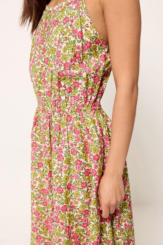PixieGirl Petite Women's Pink Floral Midi Dress | PixieGirl 4