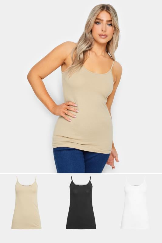 M&Co 3 PACK Beige Brown & White Cami Vest Tops | M&Co 1