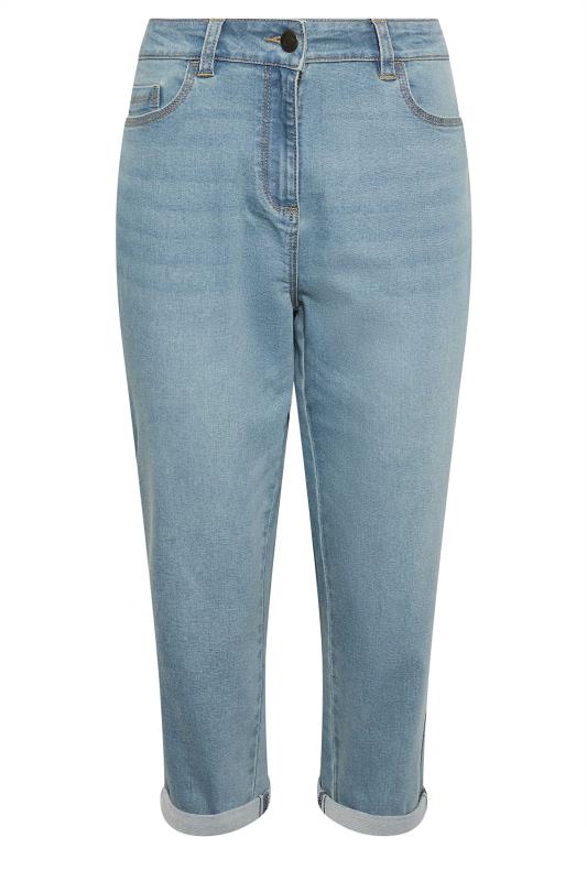 M&Co Blue Light Wash Cropped Boyfriend Jeans | M&Co 5