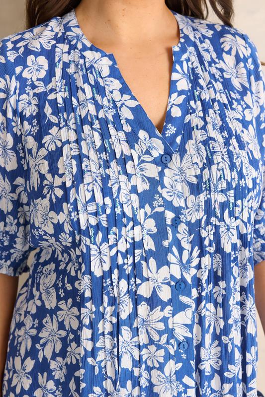 EVANS Plus Size Blue Floral Pintuck Blouse | Evans  4