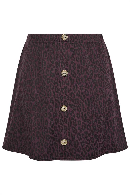 YOURS Plus Size Purple Leopard Button Front Mini Skirt | Yours Clothing 5