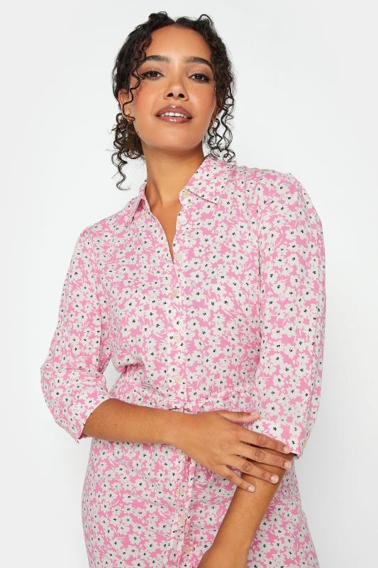 M&Co Women's Pink Floral Print Midi Shirt Dress | M&Co 4