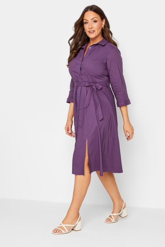 M&Co Purple Tie Waist Shirt Dress | M&Co 2