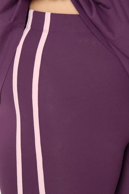 YOURS ACTIVE Plus Size Burgundy Red Side Stripe Leggings | Yours Clothing 5