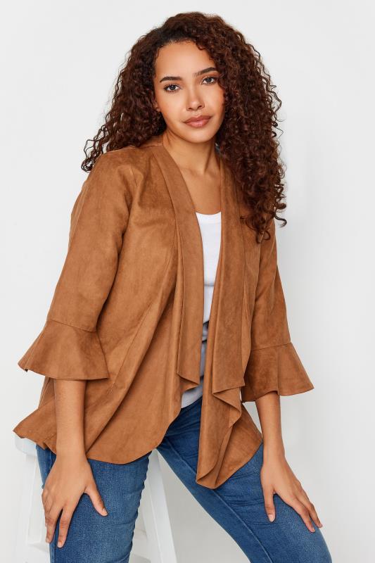 M&Co Tan Brown Suedette Waterfall Jacket | M&Co 1