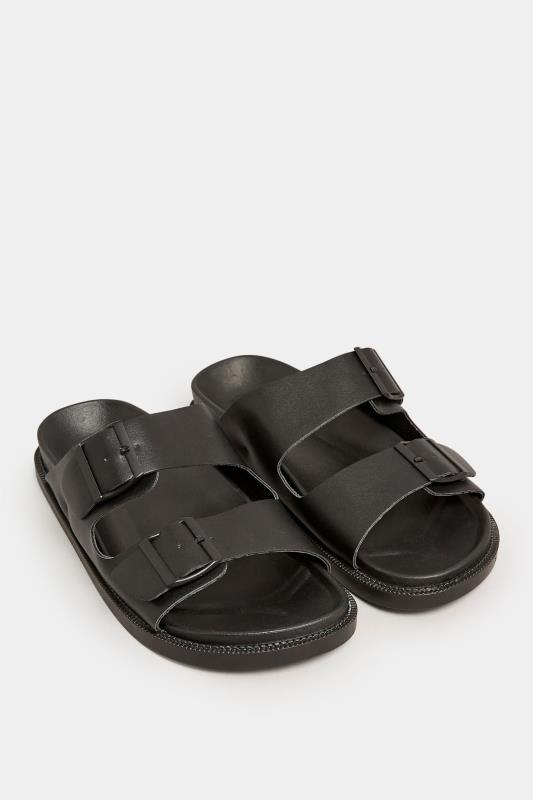 PixieGirl Black Two Buckle Sandals In Standard Fit | PixieGirl  2