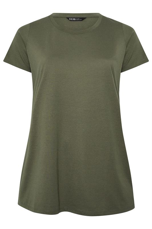 YOURS Plus Size Khaki Green Core T-Shirt | Yours Clothing 5