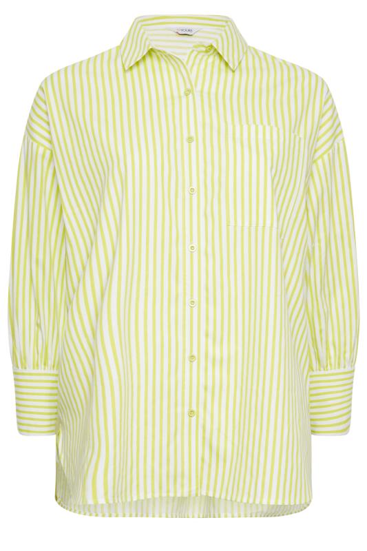 YOURS Plus Size Lime Green Stripe Poplin Oversized Shirt| Yours Clothing 7