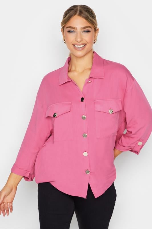 Women's  M&Co Pink Statement Button Shirt