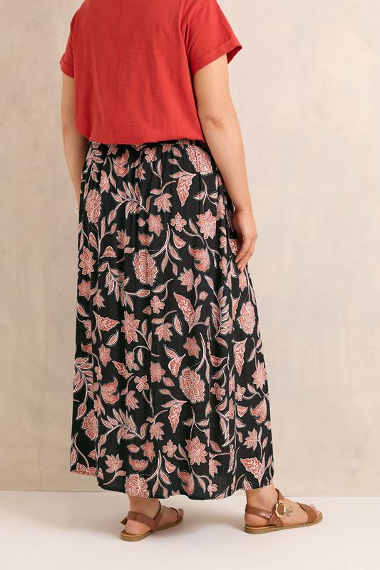 EVANS Plus Size Rust Orange Print A Line Midi Skirt | Evans 4