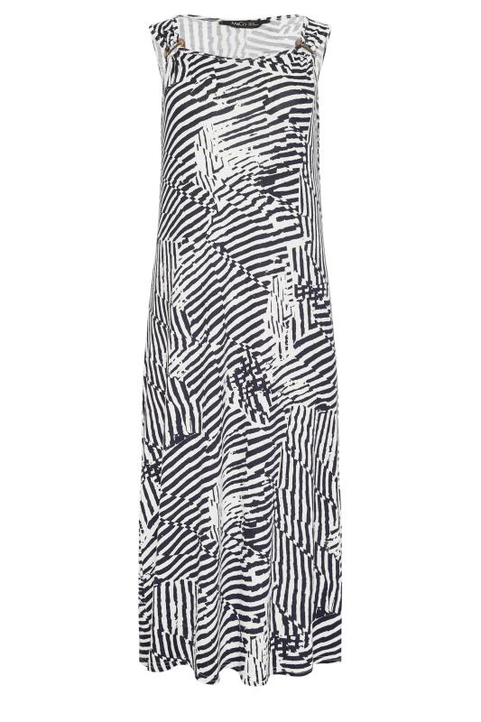 M&Co Navy Blue & White Stripe Print Buckle Strap Jersey Midi Dress | M&Co 5