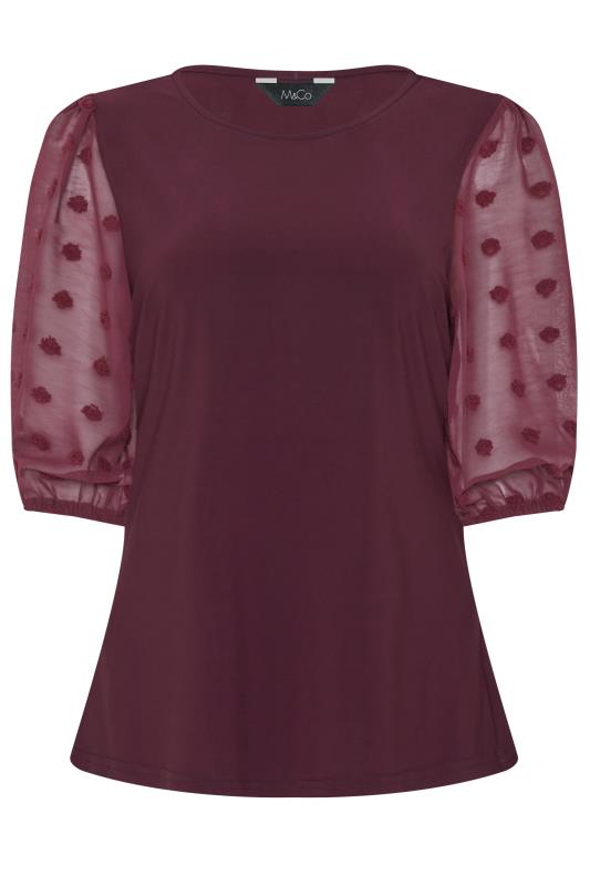 M&Co Burgundy Red Dobby Sleeve Blouse | M&Co 6