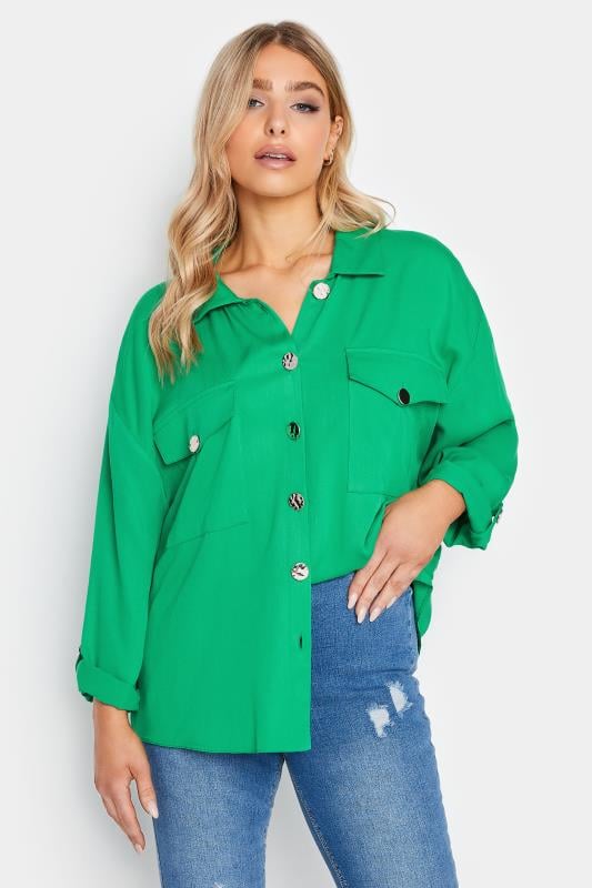 Women's  M&Co Forest Green Button Tunic Shirt