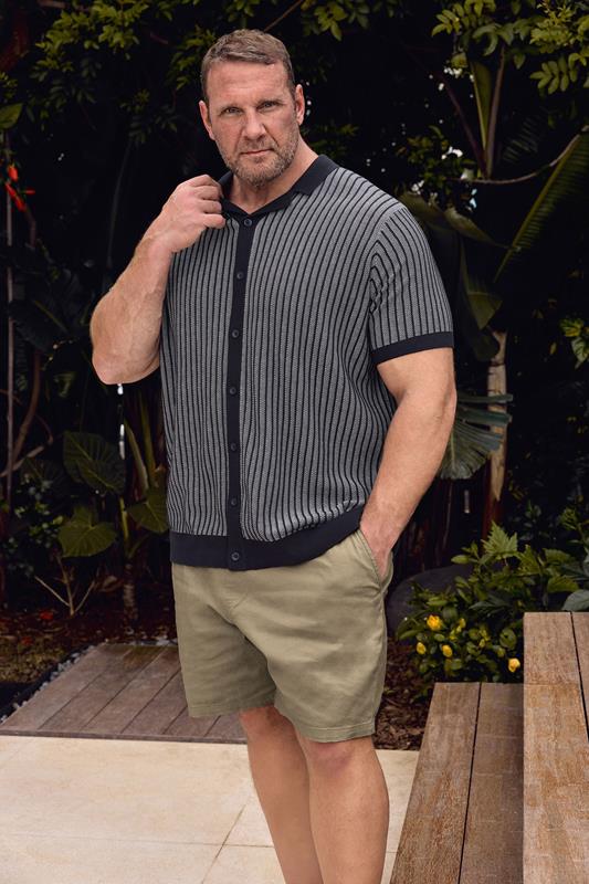 BadRhino Big & Tall Navy Blue Knitted Stripe Shirt