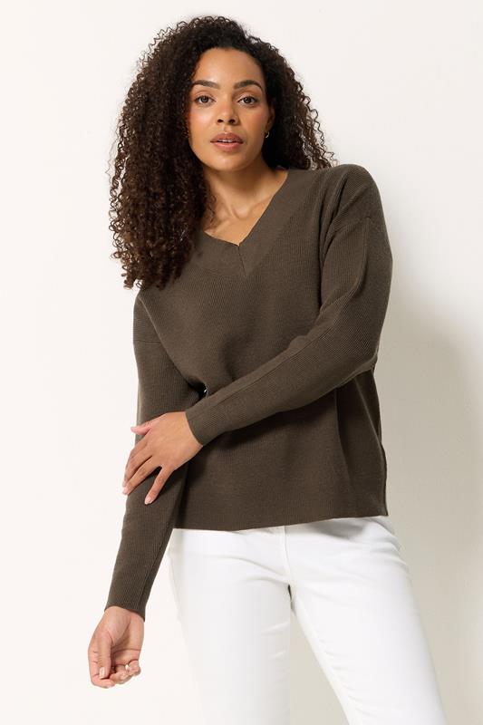  M&Co Chocolate Brown Drop Shoulder Jumper