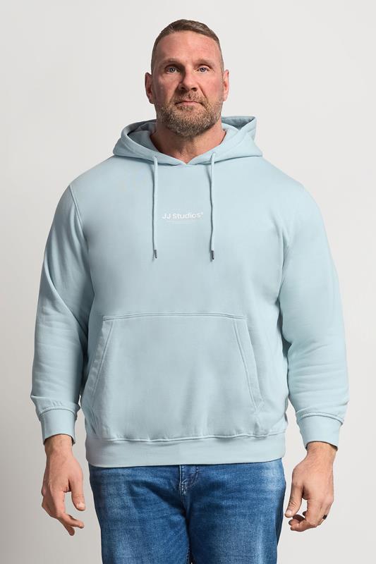 JACK & JONES Big & Tall Celestial Blue Printed Hoodie | BadRhino 1